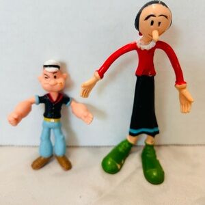 Vintage Popeye and Olive Oil Bendable figures